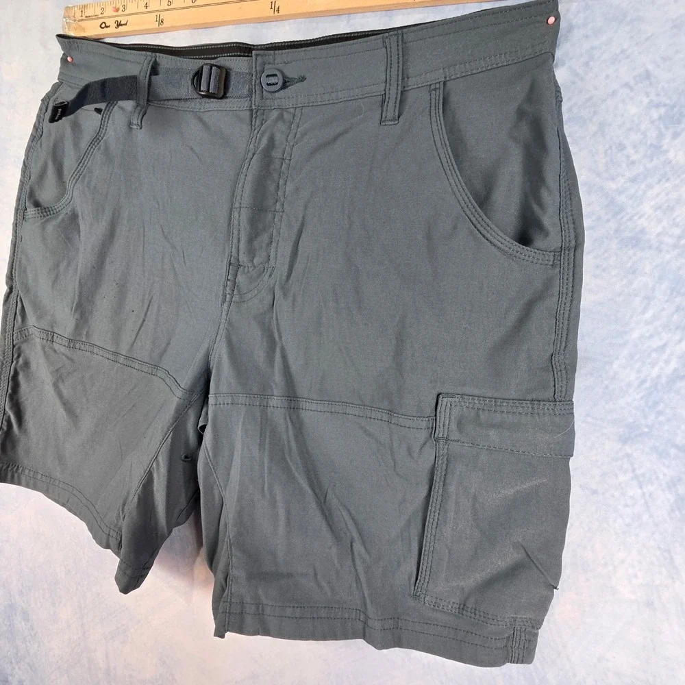 Prana Zion Cargo Shorts Mens 34 Gray Stretch Hiking Climbing Outdoor 8 Inseam